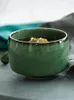 Bols en céramique rétro baguettes de riz anti-échaudure haut pied ménage cuisine outil fruits Dessert oeuf à la vapeur petit bol à soupe