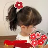 Acessórios de cabelo 1 pc crianças corda vermelha com flor meninas círculo bebê decoração laços elásticos titular de rabo de cavalo crianças