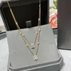 Dupe marque top qualité 925 en argent sterling double corde strass pendentif collier bijoux à la mode pour les femmes