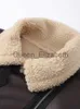 Kurtki damskie Faux Fur Skórzana kurtka Women Turndown Pasek Pasek Zamek Pole gęzią dwustronne długie kurtki płaszcz Kobieta Moto Lady Owewear J231109