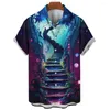 Casual overhemden voor heren Mode voor heren 3D Sky Step bedrukte kleding van hoge kwaliteit Los shirt met korte mouwen Strand Hawaiiaan en blouse