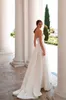 White Satin A Modern Line Wedding Dresses Simple Strapless Boho Beach Garden Bridal Gowns Pleated Sexy High Split Women Second Reception Marriage Dress Robes