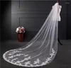 Bridal Veils NZUK One Layer Long Veil 3.5 Meters Lace Applique Wedding Elegant Hairwear Velos Para La Iglesia