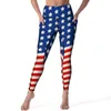 Leggings da donna bandiera americana sexy USA stelle e strisce pantaloni da yoga fitness push up collant sportivi elasticizzati tasche leggins casual personalizzati