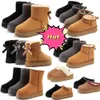 2023Dames Designer Laarzen Casual Schoenen Klassieke Enkel Korte Sneeuwlaars Triple Zwart Kastanje Bruin Marine Grijs Roze Dames Luxe Booties