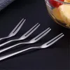 Vaisselle Ensembles 6pcs Deux Tined Dîner En Acier Inoxydable Dessert Bistro Apéritif Cocktail Fruits Fourchettes Gear Stuff Outils 12.8cm X 0.9cm