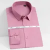 Men's Dress Shirts Classic Non-iron Silky Bamboo-fiber Pocketless Comfortable Long Sleeve Standard-fit Formal Business ShirtMen's