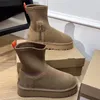 W klassieke lage laars bont schapenvacht slides snowboots winter warme slanke laarsjes ritsen suède slip-on dikke platformschoenen