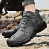 Boots Non-Slip Men's Real Leather Ankle Spring Autumn Mens Shoes Fashion Casual Walking Men Genuine Hiking