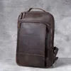 Mochila vintage cavalo louco saco de couro homens viagem laptop masculino computador mochila primeira camada de couro