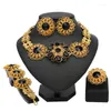 Halsband örhängen set italiensk guldpläterad kvinnor armband ring brud juveler högkvalitativa bröllopstillbehör