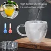 Tasses Coeur Amour Forme Verre Tasse À Café Tasse Double Paroi Boire Du Thé Lait Jus Verres À Eau Résistant À La Chaleur Drinkware Ensemble Amant Cadeau