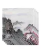 Table Napkin 4pcs Flower Landscape Painting Square 50cm Party Wedding Decoration Cloth Kitchen Dinner Serving Napkins