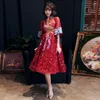 Etnische kleding vintage vrouwen Phoenix Cheongsam Chinese bruid borduurwerk bruiloft gewaad jurk traditionele bloem qipao plus size toast vestidos