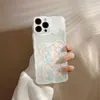 IPhone Case Cute For Women Girls Fashion Wave Grip Design Aesthetic Curly Pattern Clear Soft TPU Phone Case Blueberry Flower