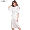 Vêtements de nuit pour femmes Plus Taille S-3XL Soie Kimono Robe Peignoir Femmes Soie Robes De Demoiselle D'honneur Sexy Robes Bleu Marine Robe En Satin Dames Robes De Chambre L231109