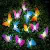 12st Solar LED Light String Butterfly Fiber Optic Fairy Outdoor Garden Patio staket Prydnadslampdekoration