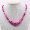 Chaînes 6-14mm Ronde Oblate Incrémentale Rose Rouge Jades Collier Pierre Naturelle Calcédoine Cou Porter Femmes Mode Fabrication De Bijoux Conception