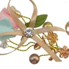 Hårklipp Lady Sweet Princess Crown Headband Floral Flower Crystal Wedding Party Wreath Boho Bridal Headboard Jewelry
