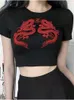 T-shirt Femme Femmes Manches courtes Dragon Imprimer T-shirt Summer Fashion Crop Top pour le shopping Daily Wear VCVL