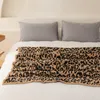 منزلي Micro Plush Leopard Blanket Ultra Soft Warm Dark Leopard نمط رمي بطانية لأريكة سرير الأريكة