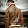 Mäns jackor Mens Shearling Jacket B3 Flight Sheepskin Winter Coat Päls Bomber Läder 231108