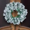 Juldekorationer Julkrans Holiday Decoration Artificial White Snowy Wreath Decor Party Supplies For Fra Door Hushållens tillbehör 231109