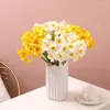 Декоративные цветы Белый Поддельный букет нарциссов Домашний декор1 Искусственный цветок Реалистичный легкий уход Желтый