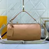 Novo macio polochon mm saco de luxo designer cilíndrico couro ombro crossbody saco espaçoso bolsas fecho zip