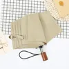 Umbrellas Solid Wood Handle Fold Umbrella Rain Women Business Affairs Male Concise Color Sunny Parasol