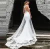 2023 Bröllopsklänningar Vit sjöjungfru med spetsar plus storlek brudklänningar vestidos de boho klänning strand gotisk växer