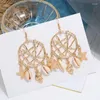 Dangle Earrings Clothing Accessories Geometric Faux Pearl Shell Starfish Coin Eardrop Personality Creative Metal Embossed Pendant Charm