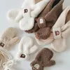 Halsdukar wraps hjort jonmi koreansk stil vinter småbarn barn förtjockar halsdukar handskar uppsättningar tecknad broderi baby barn söt varm sammet sjal 231108
