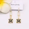 Designer Luxury 18 km plaqués d'oreille plaqués pour les femmes élégantes Designers Double Letter Square Jewelry Bijoux Party de mariage Gift High Quality 20style