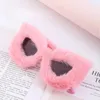 Güneş gözlükleri kış termal kabarık gözlük pembe kedi gözü peluş kadın büyük boy kedi göz dekoratif gözlük aksesuarları