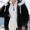 Moletons masculinos moletom inverno mulheres jaquetas de pelúcia casual oversize lã xadrez faux fur moda com capuz zíper quente senhoras casaco de cor sólida 2023 231108