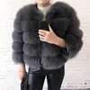 Peles Ful Faux Fur Style Real Fur Coat 100% de jaqueta de pele natural Feminino de couro quente Casaco de pele de raposa de alta qualidade colete 231108