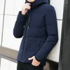 Men's Down Casual Korean Style Men Warm Coat Parka HoodiePockets Short Jackets And Coats Zipper Thick Overcoat