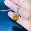 Chaînes Fidélité Jaune 5CT Moissanite Pendentif Collier De Luxe Brillant Cut 925 Argent Mariée Fiançailles De Mariage Haute Joaillerie Cadeau