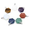 Pendentif Colliers Pierre Naturelle Améthyste Lapis Lazuli Alliage de Métal Facettes Forme Hexagonale Faire DIY Collier Boucles D'oreilles Bijoux Cadeau