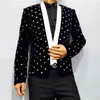 Garnitury męskie koreańskie szczupłe blezery męskie kurtki garnitury płaszcz swobodny stojak kontrast kolorowy kardigan diamentowy Osadzanie Black