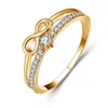 Trauringe Zartes Gold 8 Unendlichkeit Kreuz Kristall Zirkon Ring Für Frau Mode Stapelbar Zierlich Feiner Schmuck Jubiläum AccessorieWeddi