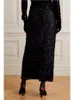 Th~row 2023, новая зимняя шерстяная твидовая юбка средней длины с круглым вырезом и цветочным принтом