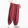 Calça masculina masculino estilo chinês algodão penhor solto calças homens homens hop streetwear jogadores harém vintage plus size