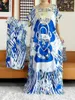 Roupas étnicas 2023 Mulheres Vestido de Verão Manga Curta Solta Maxi Robe Floral Femme Muçulmano Africano Dashiki Bordado Impresso Longo