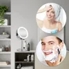 Miroirs compacts Miroir de maquillage grossissant 10X avec lumière LED miroirs cosmétiques miroir de courtoisie de bureau de forme ronde miroirs rétroéclairés double face 231109