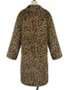 Pele feminina moda 2023 inverno leopardo impresso casaco falso feminino outono turn-down colarinho casaco alta rua quente longo jaquetas de pelúcia