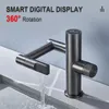 Bathroom Sink Faucets Deck Mounted Faucet Cold Water Mixer Basin Tap Elegant White Multi-function Rotating Digital Display