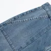 Jeans femininos outono 2023 casual retro rua lavada calça solta de pernas largas modelo de trabalho meados de cintura