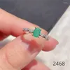 Bagues de cluster Bague émeraude naturelle avec véritable réglage en argent sterling 925 sont élégantes et stylées pour un usage quotidien